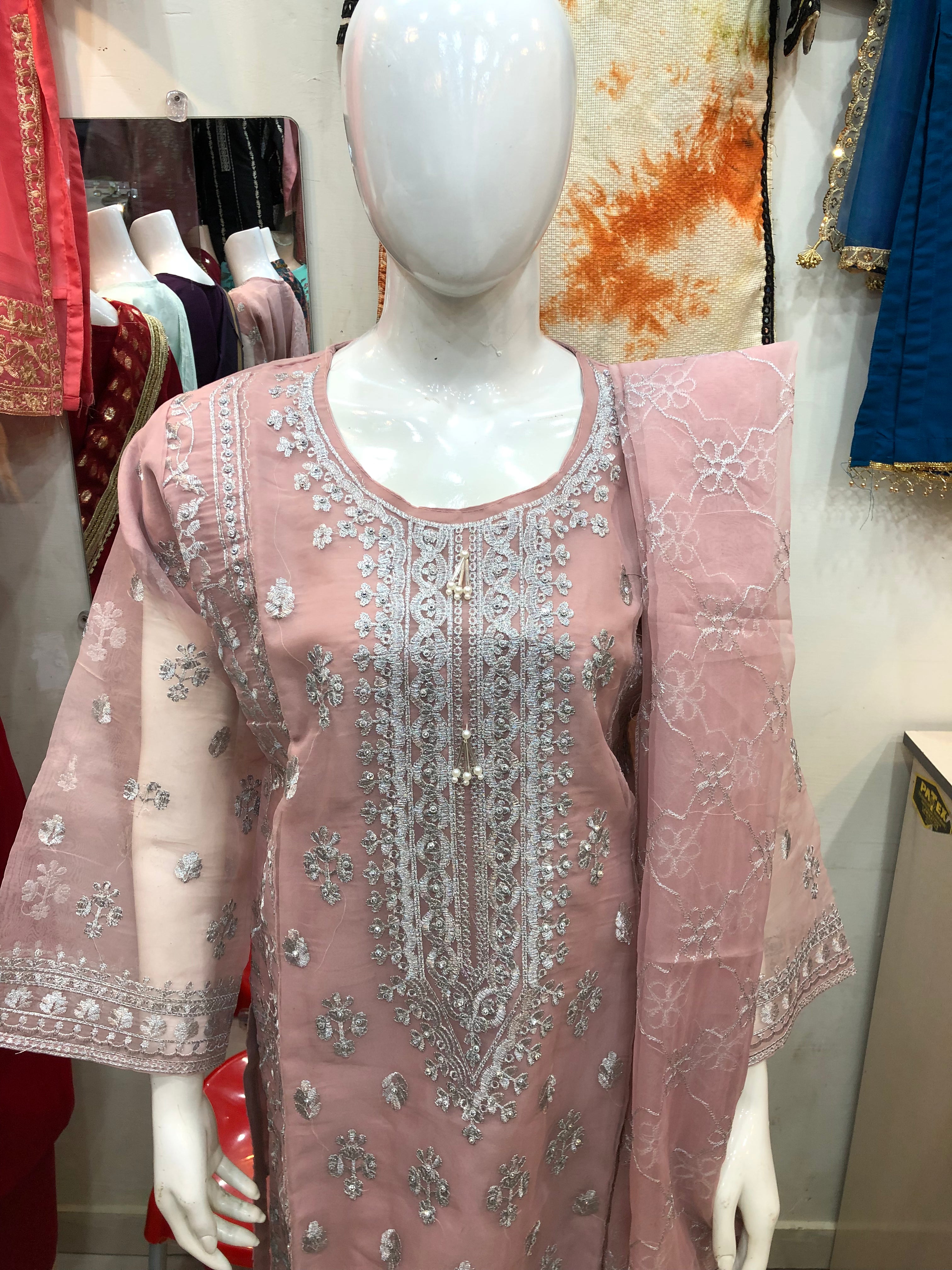 β¨ 3-Piece Fancy Cotton Net Print Pinkβ Elegant & Festive