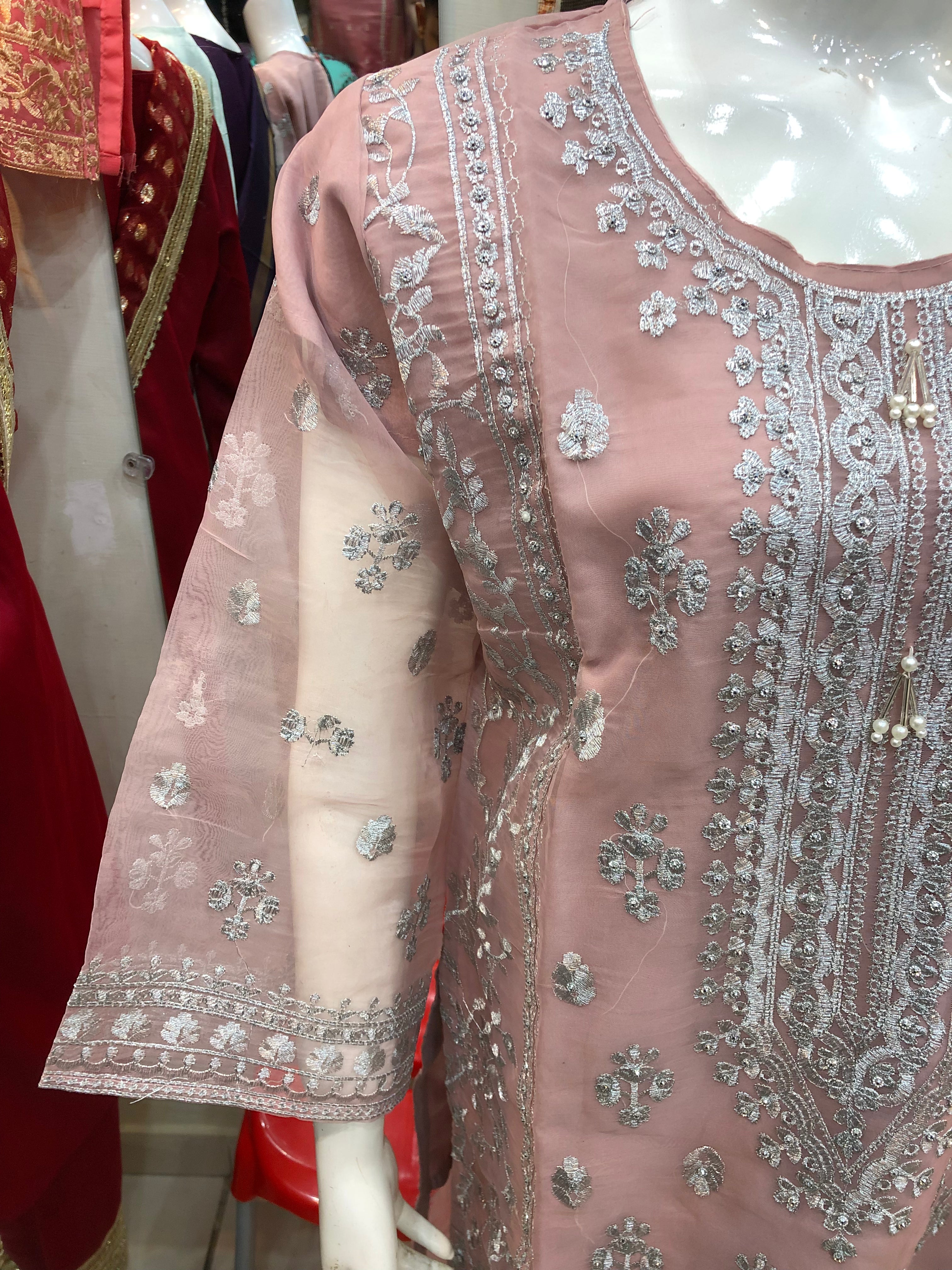 β¨ 3-Piece Fancy Cotton Net Print Pinkβ Elegant & Festive