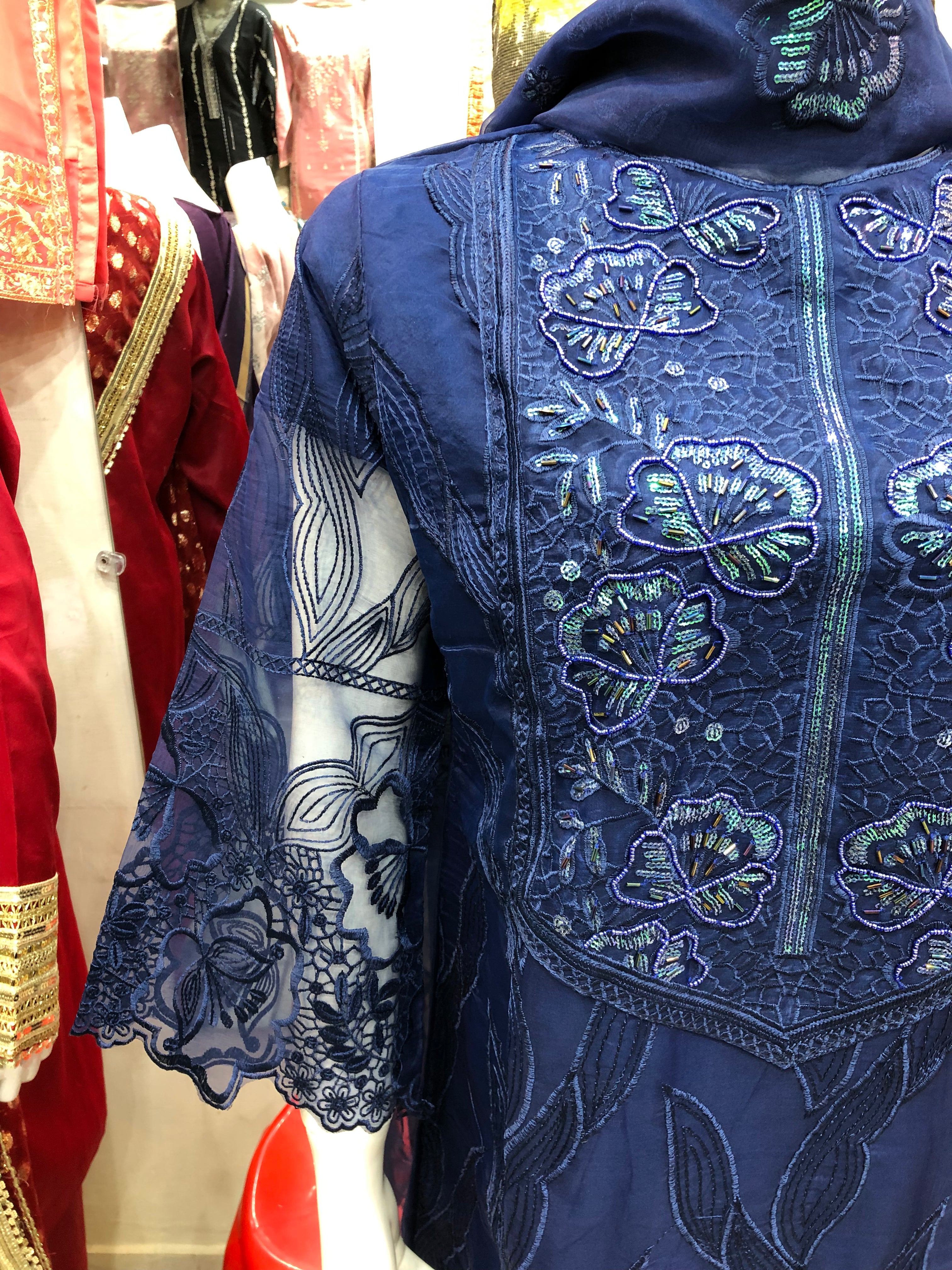 πΈ 3-Piece Fancy Cotton Design Dark Blue β Timeless Elegance for Every Occasion