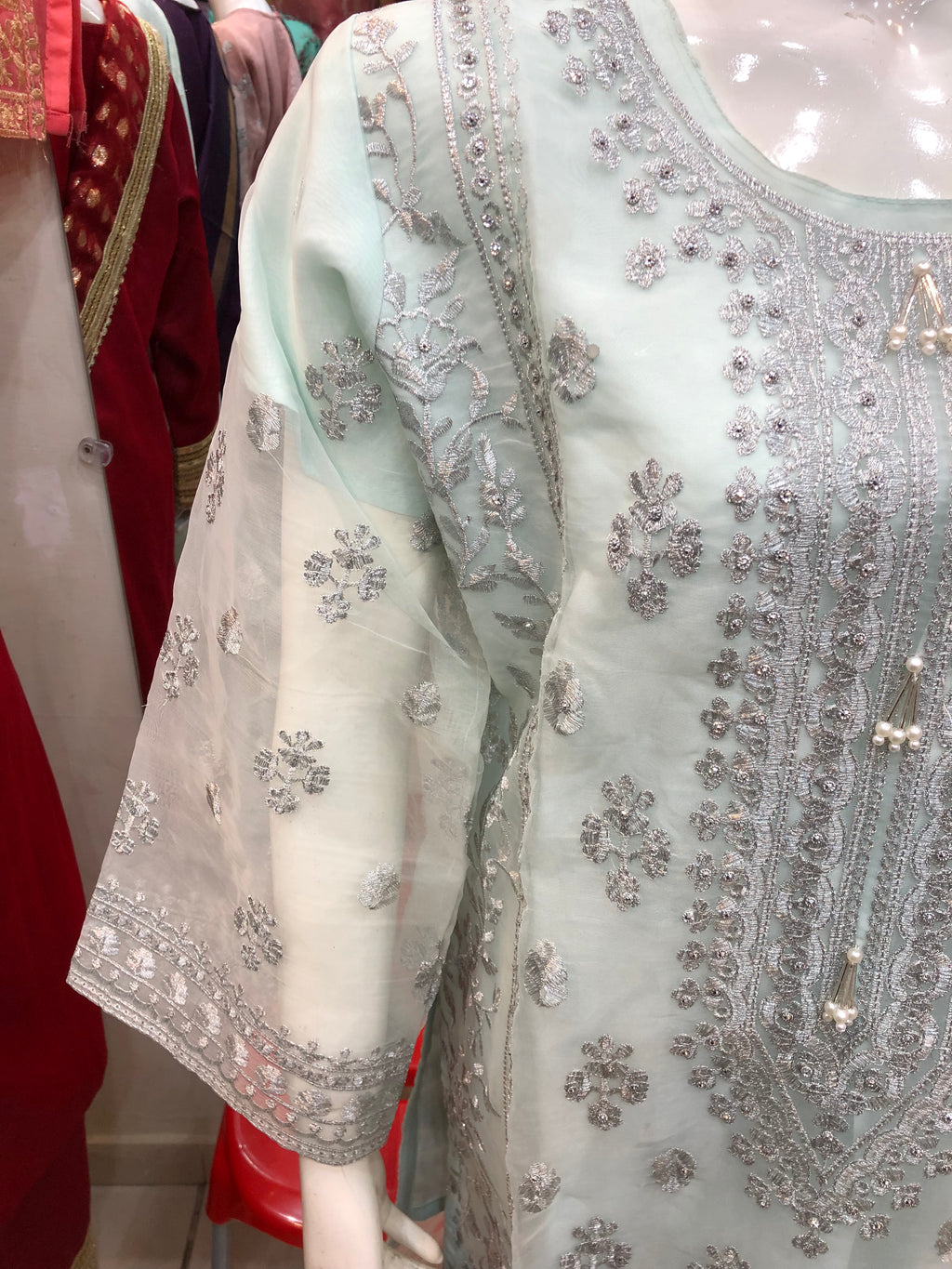 3-Piece Fancy Cotton Net Print White – Elegant & Festive