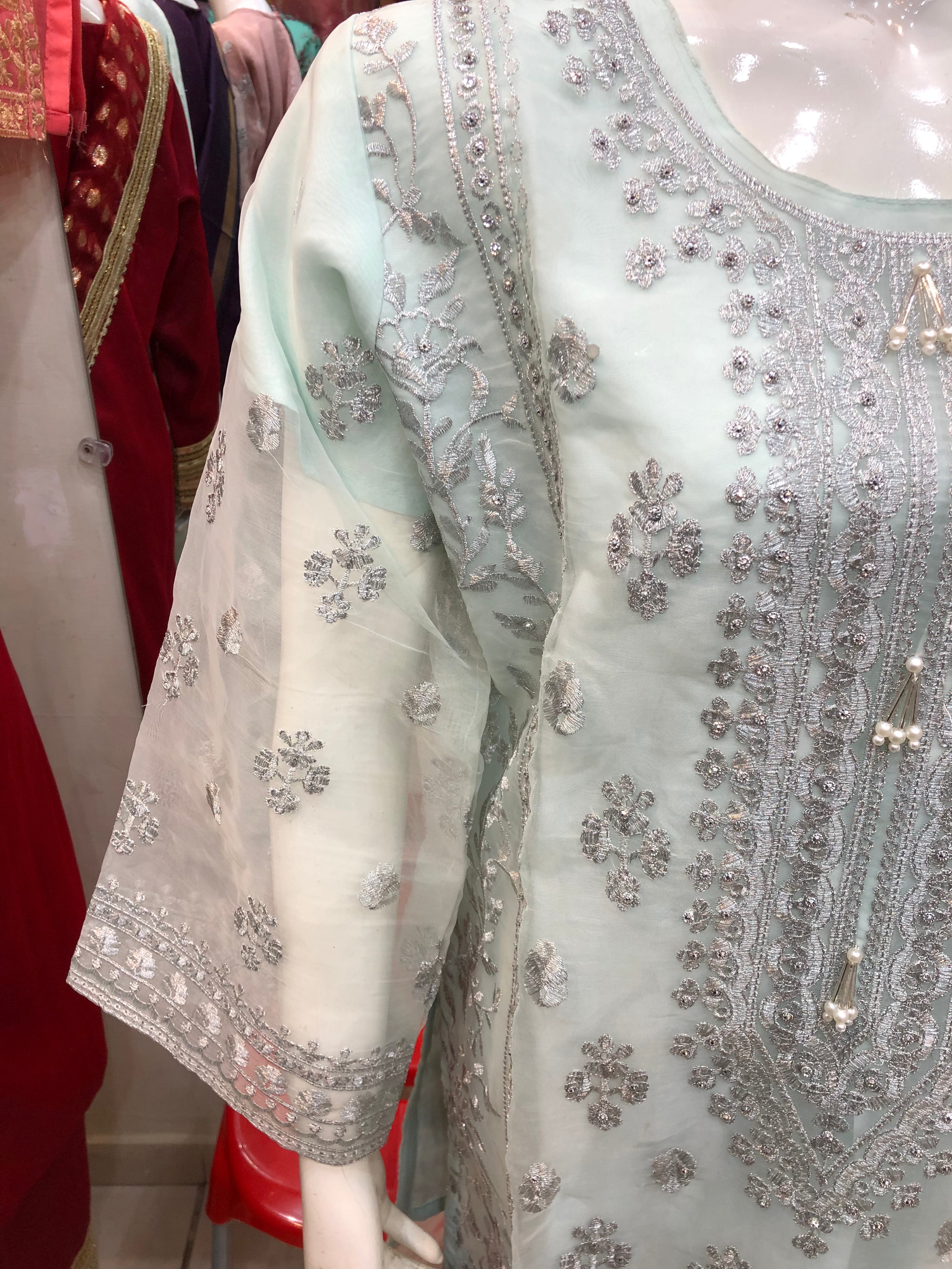 3-Piece Fancy Cotton Net Print White – Elegant & Festive