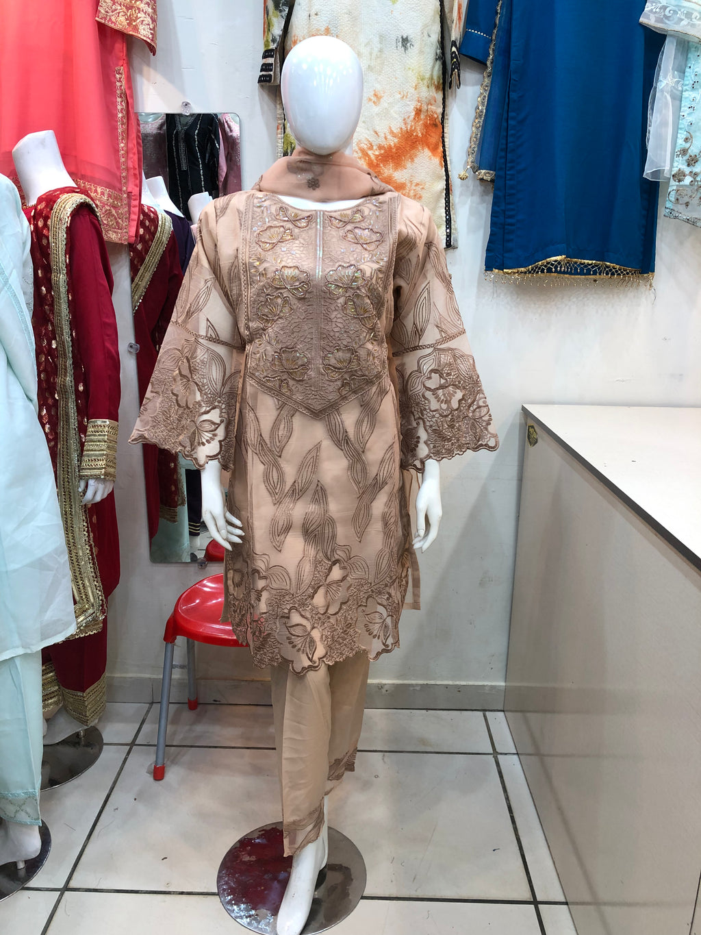 🌸 3-Piece Fancy Cotton Design Beige – Timeless Elegance for Every Occasion