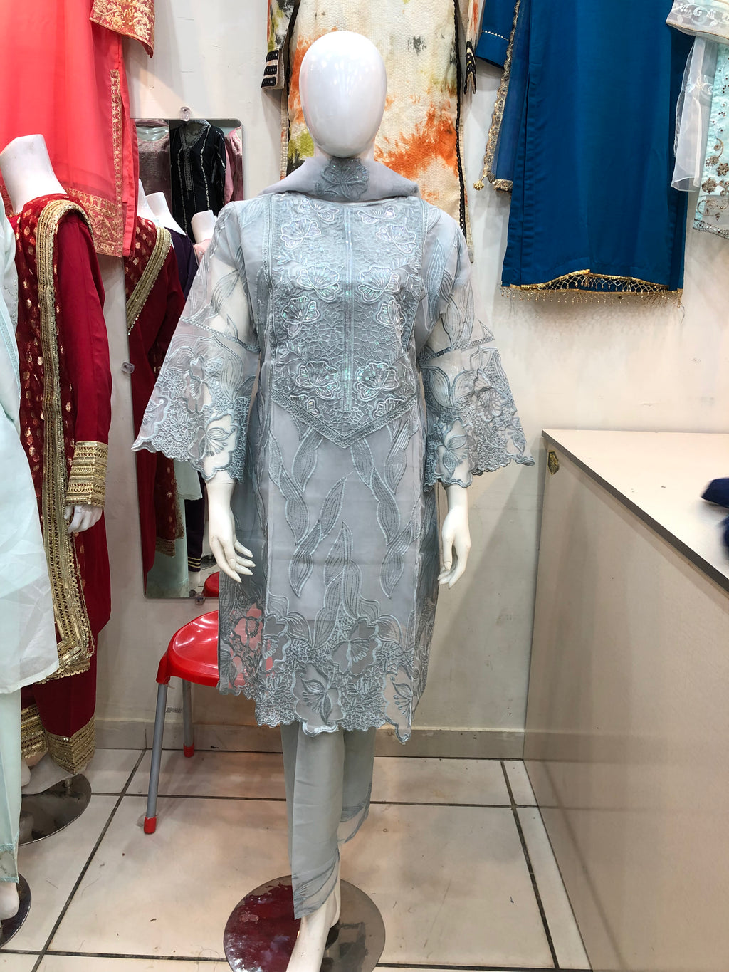 🌸 3-Piece Fancy Cotton Design Sky Blue – Timeless Elegance for Every Occasion