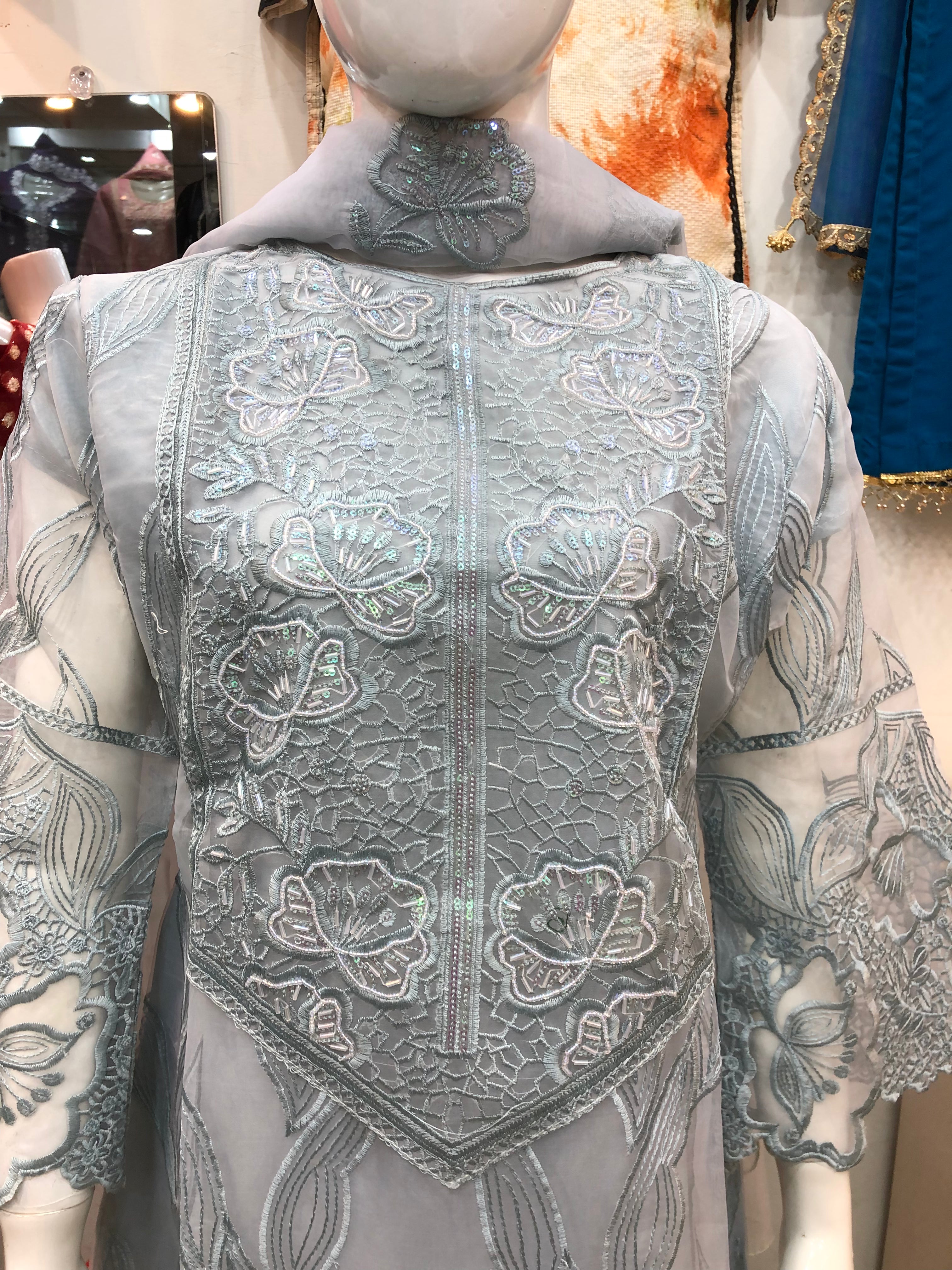 🌸 3-Piece Fancy Cotton Design Sky Blue – Timeless Elegance for Every Occasion