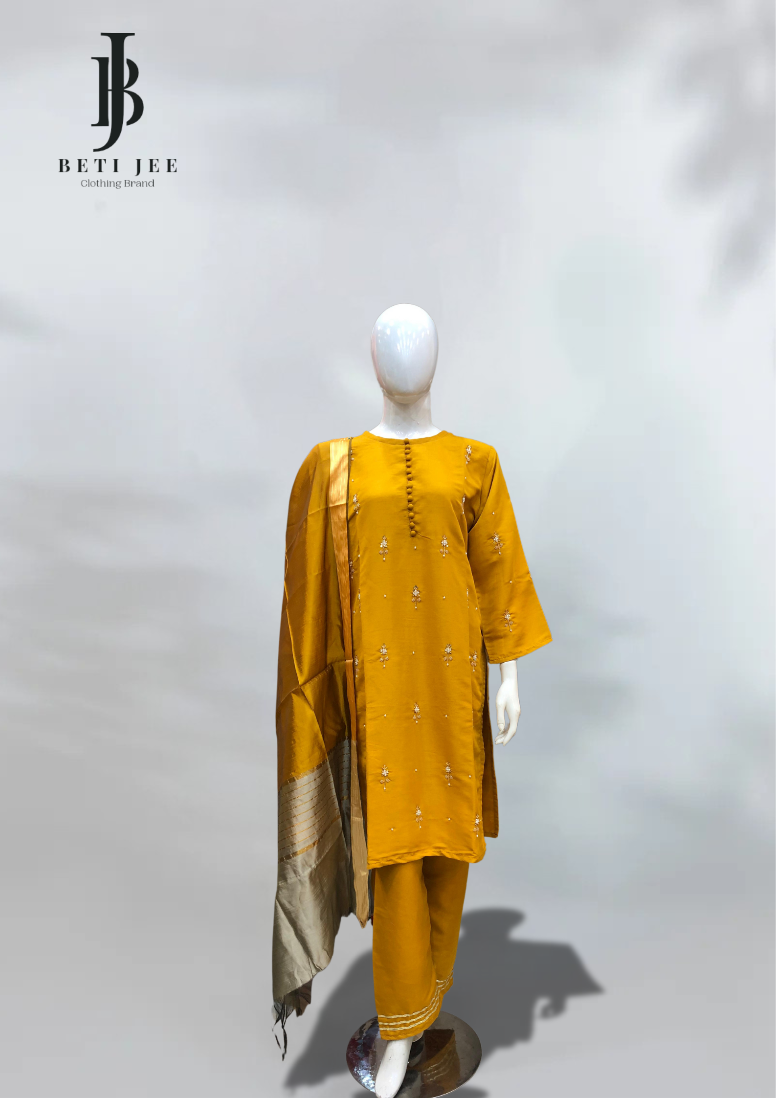 ✨ 3-Piece Button Gala Yellow – Elegant & Timeless