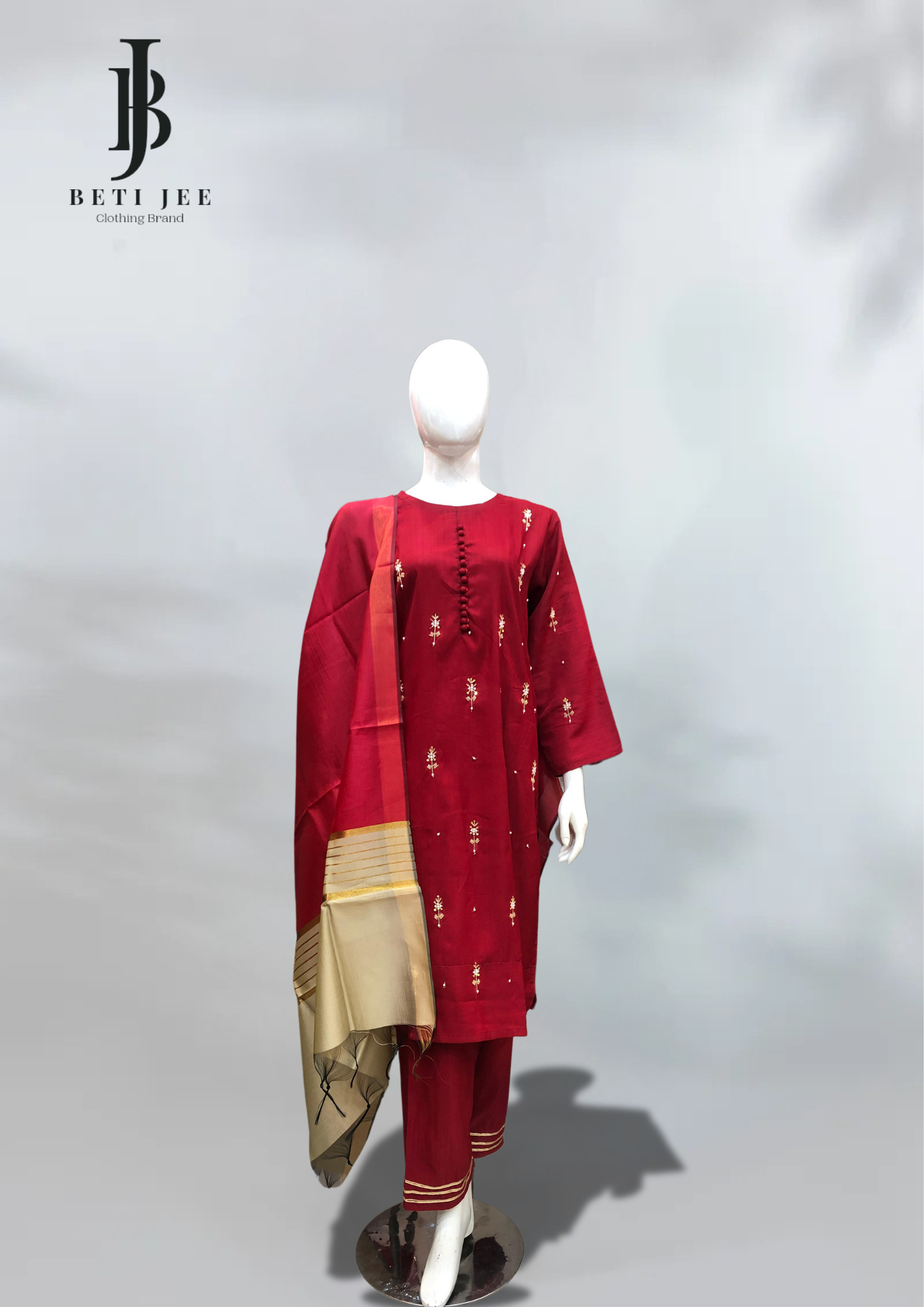 ✨ 3-Piece Button Gala Red – Elegant & Timeless